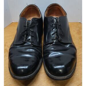 VTG Walker Shoe Co Black Leather Derby Dress Shoes Mens 8.5 XW USA 1988